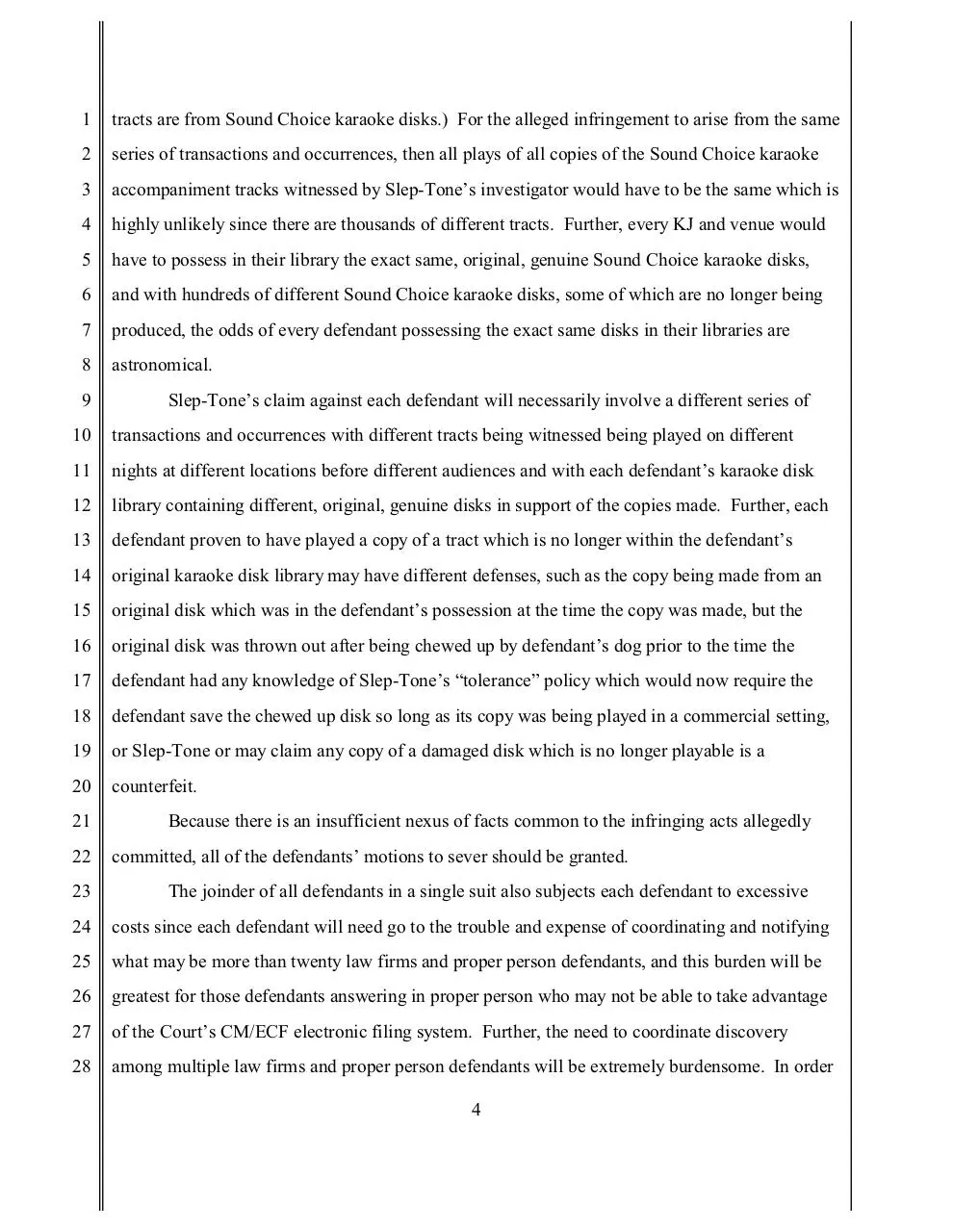 Page 4 of 8, GENERIC MOTION TO SEVER