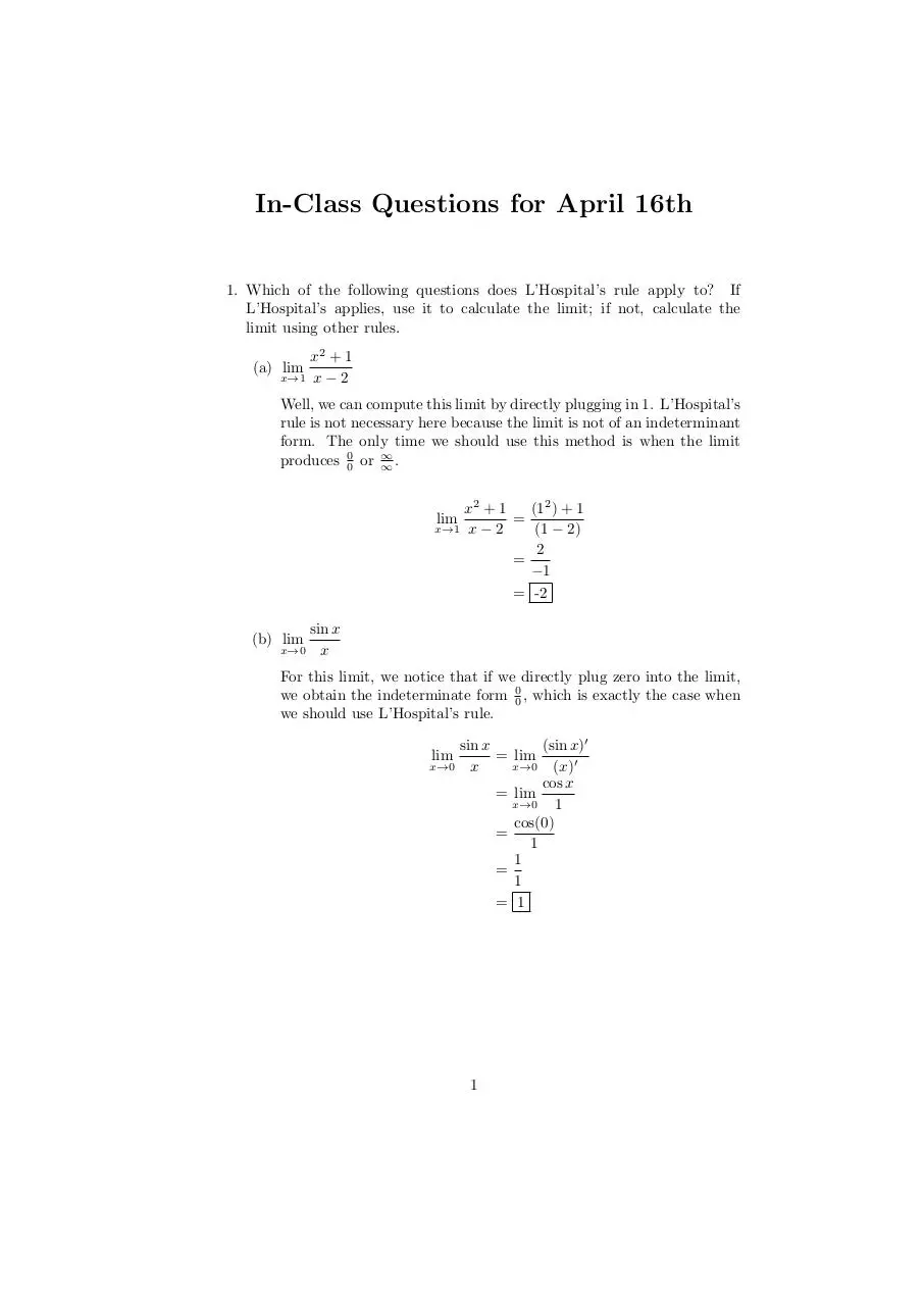 Page 1 of 2, April 16 Solutions