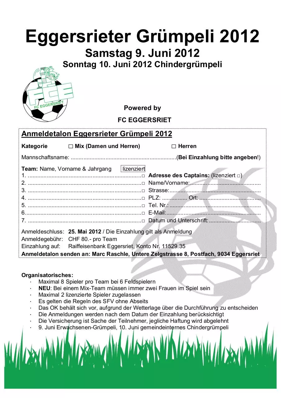 Page 1 of 1, Anmeldetalon 2012