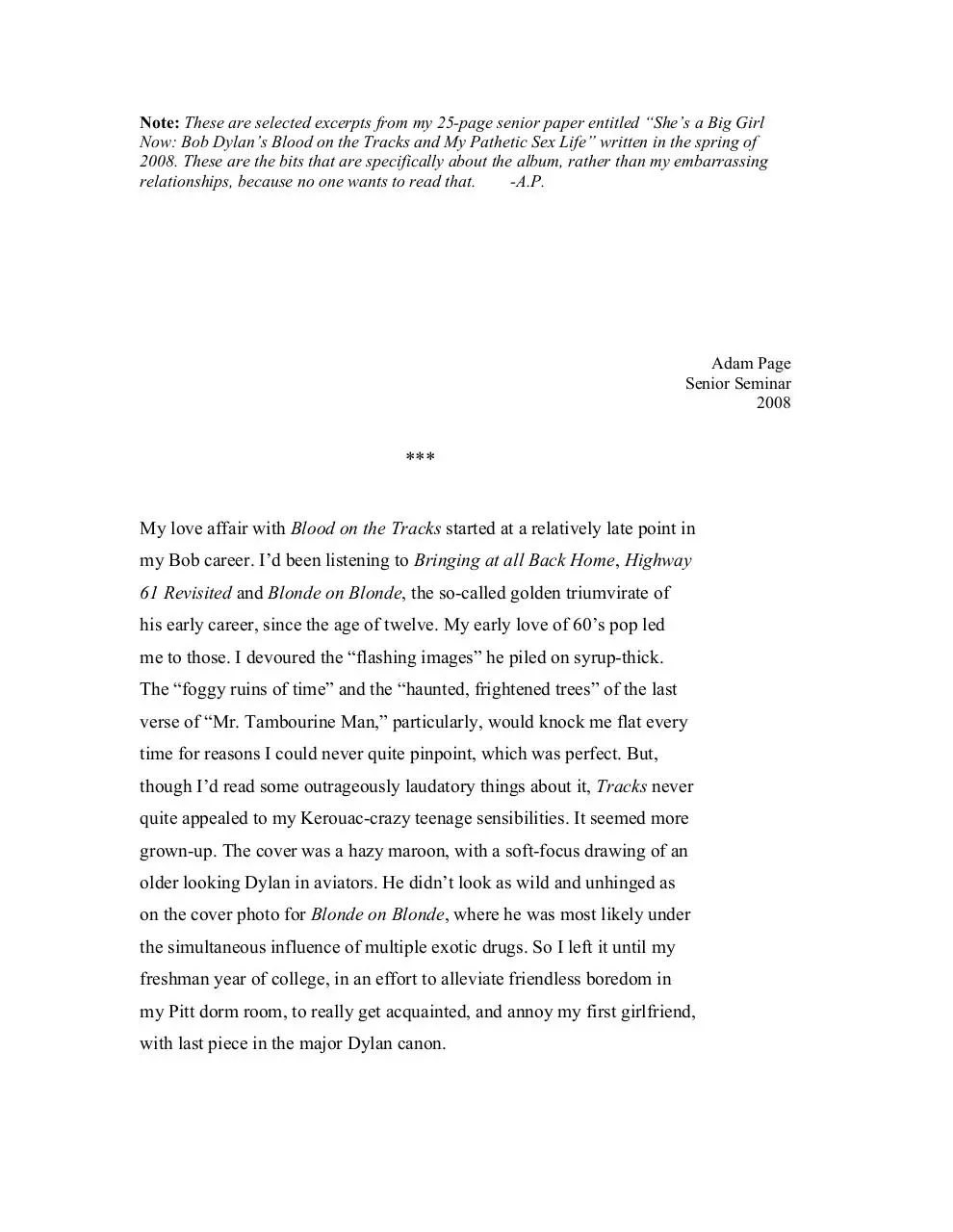 Page 1 of 8, BobDylanExcerpts