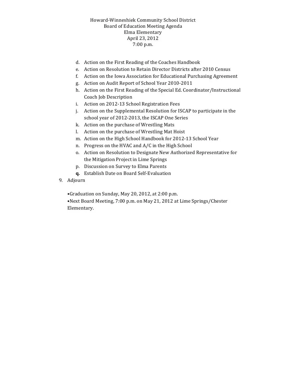 Page 2 of 2, Agenda April 23, 2012