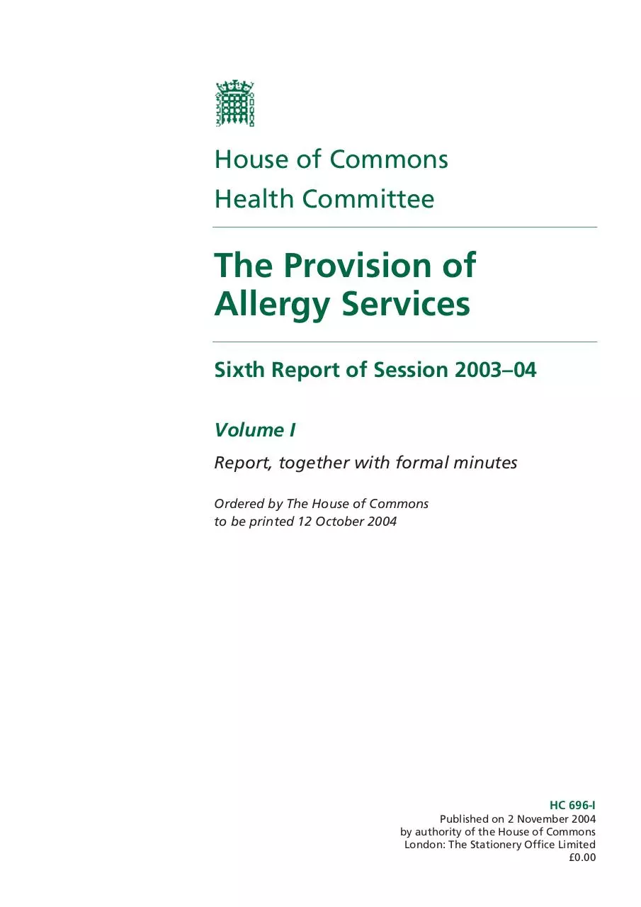 Page 3 of 74, provision of allergy services