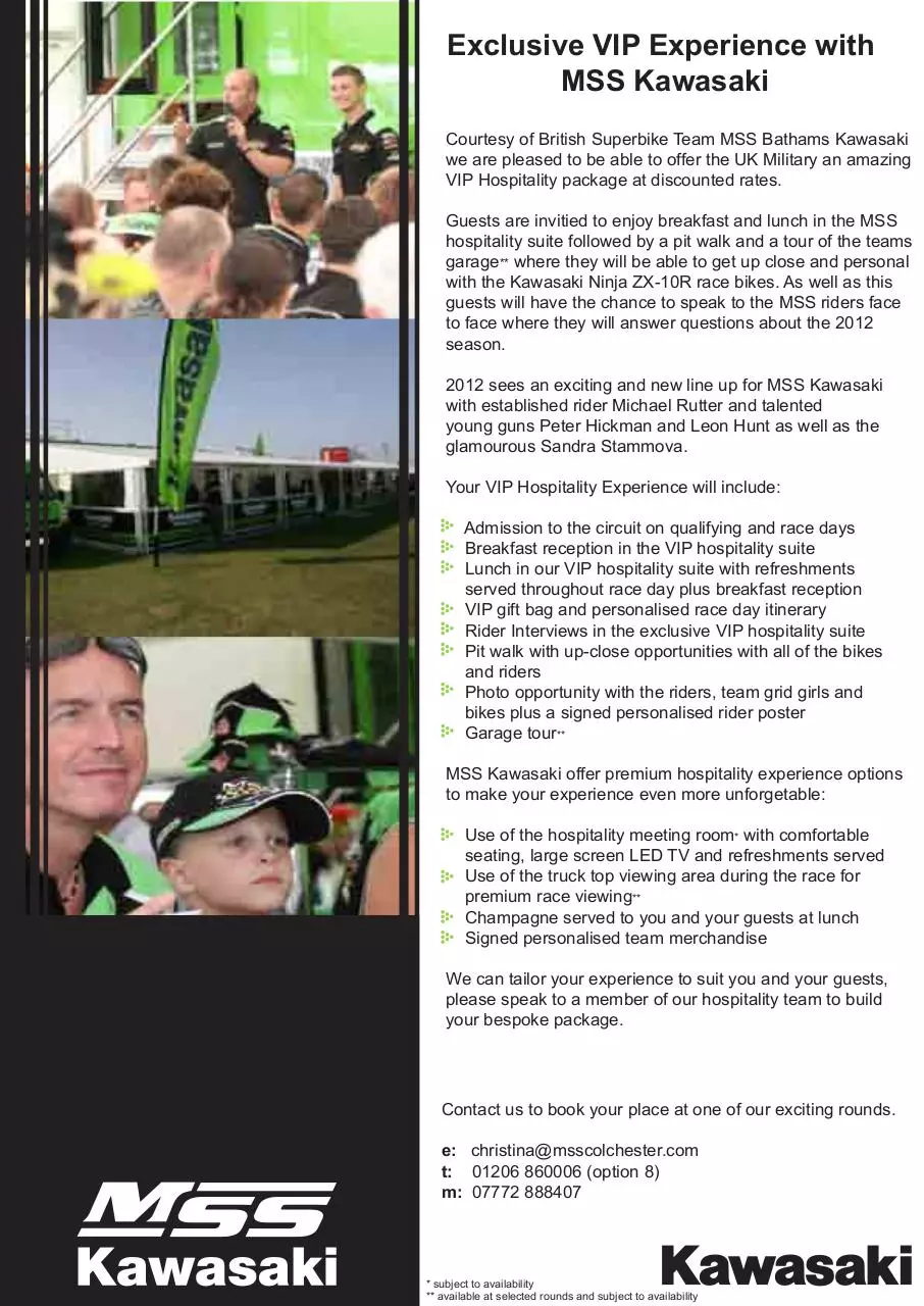 Page 1 of 1, VIP Hospitality Flyer UK Military