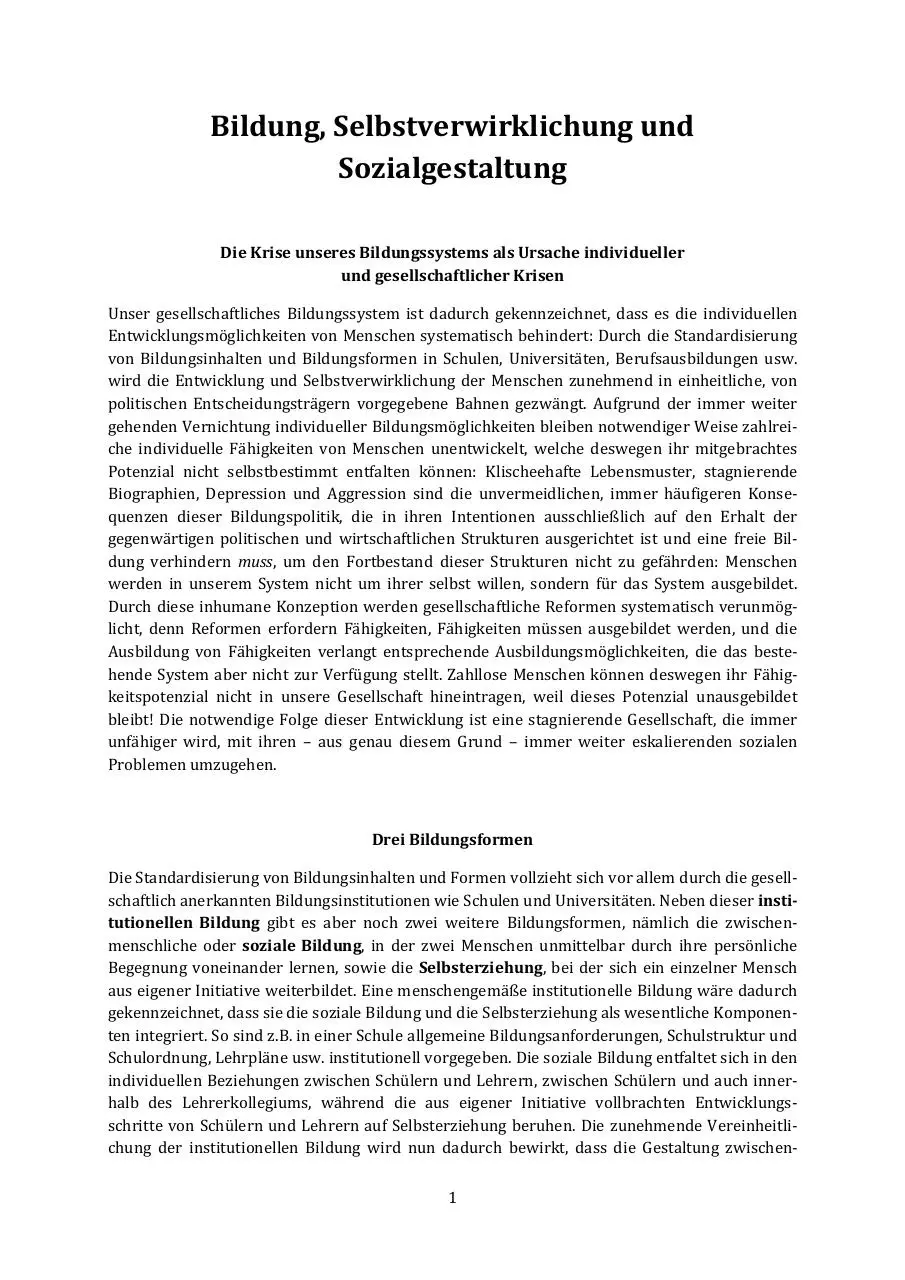 Page 1 of 4, Bildung, Selbstverwirklichung und Sozialgestaltung