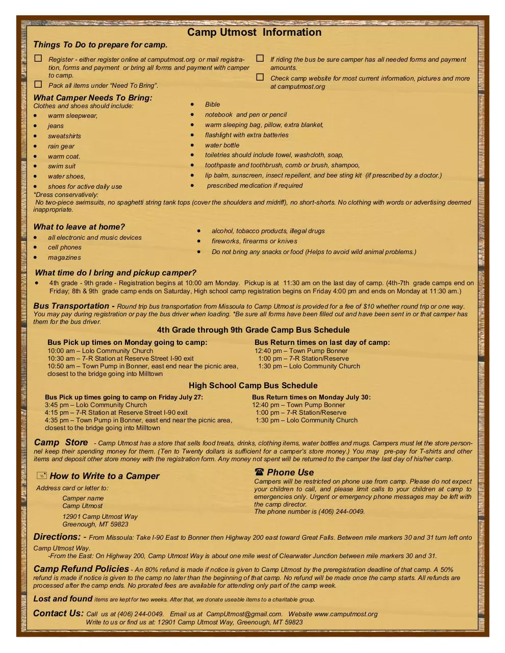 Page 2 of 2, 2012 Summer Brochure