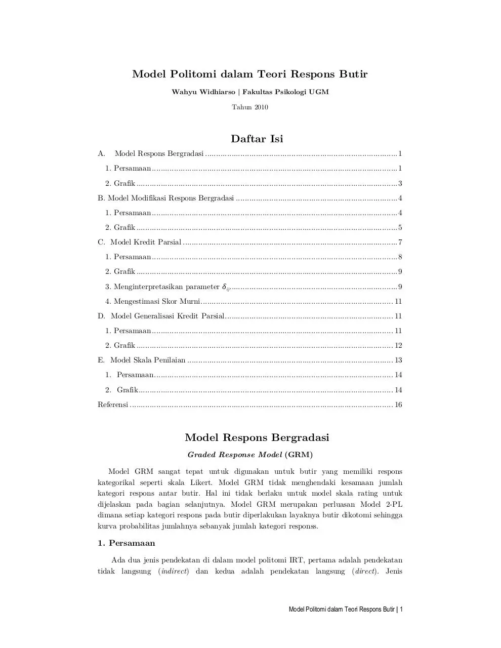 Page 1 of 16, Model Politomi pada Teori Respon Butir