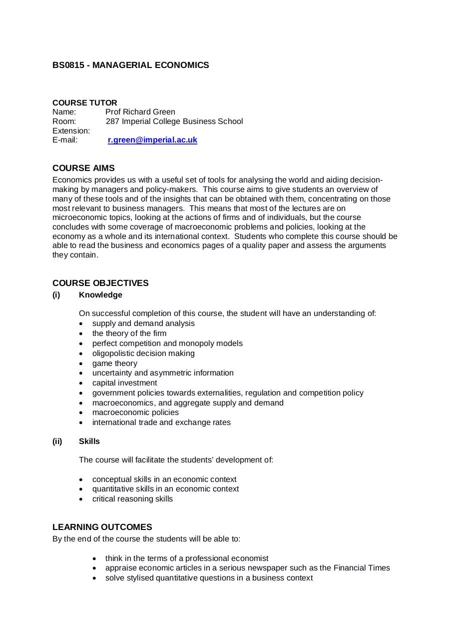 Page 1 of 3, ME Course outline 2011