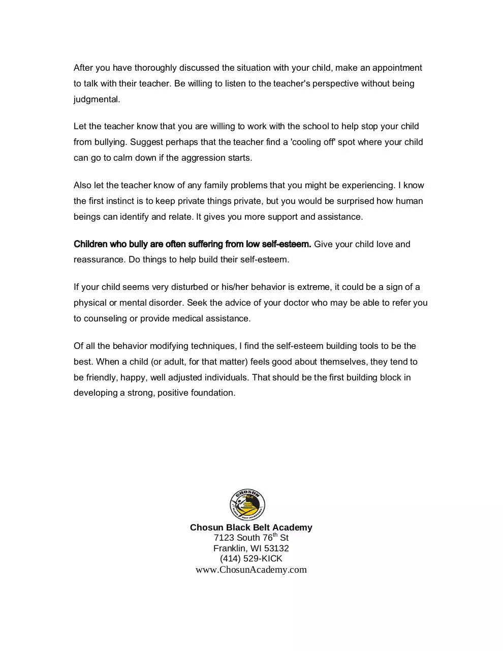 Page 3 of 3, Report 1 What to Do if Your Child is Accused of Being a Bully