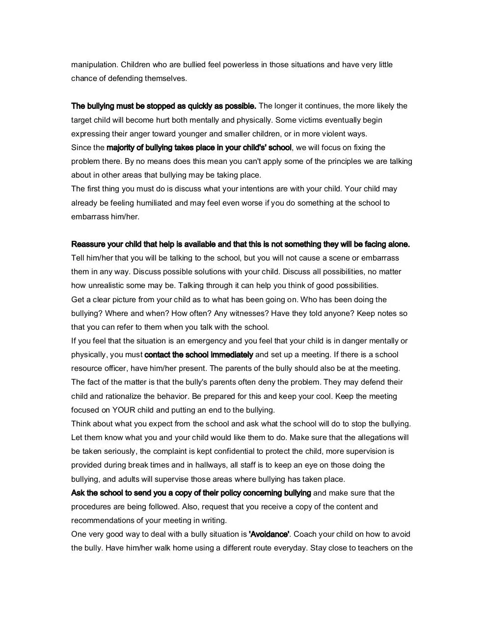 Page 3 of 4, Report 3 Is Your Child a Victim of a Bully
