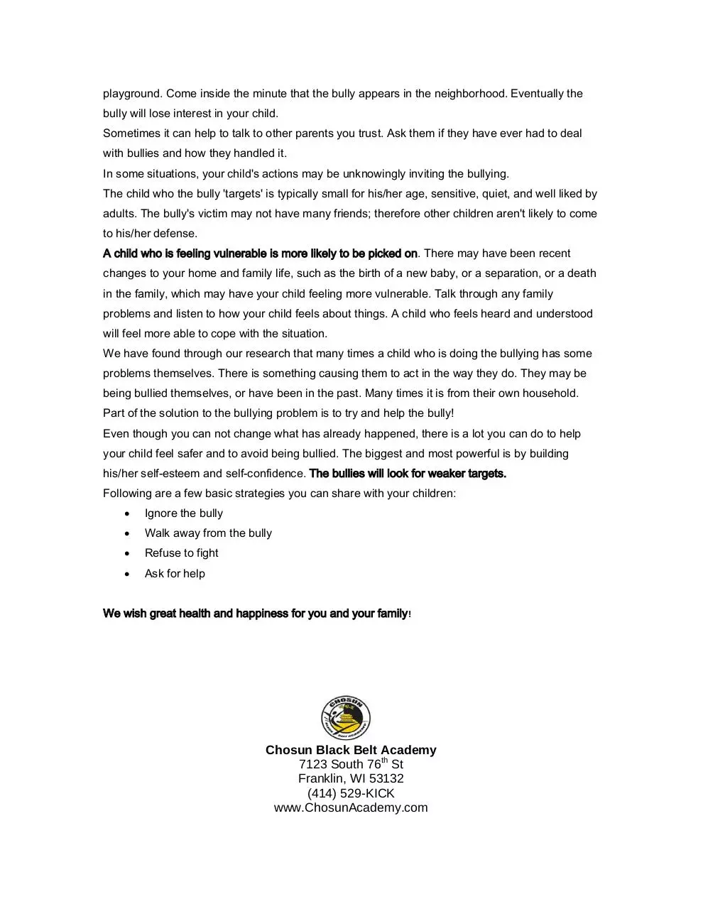 Page 4 of 4, Report 3 Is Your Child a Victim of a Bully