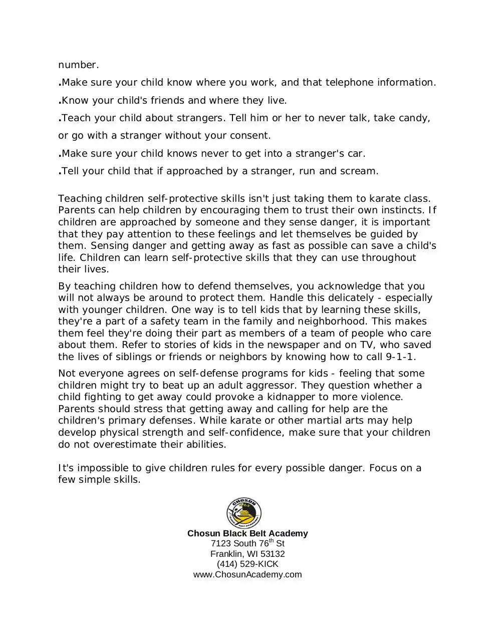 Page 3 of 3, Report 6 What Parents Can Do To Keep Children Safe