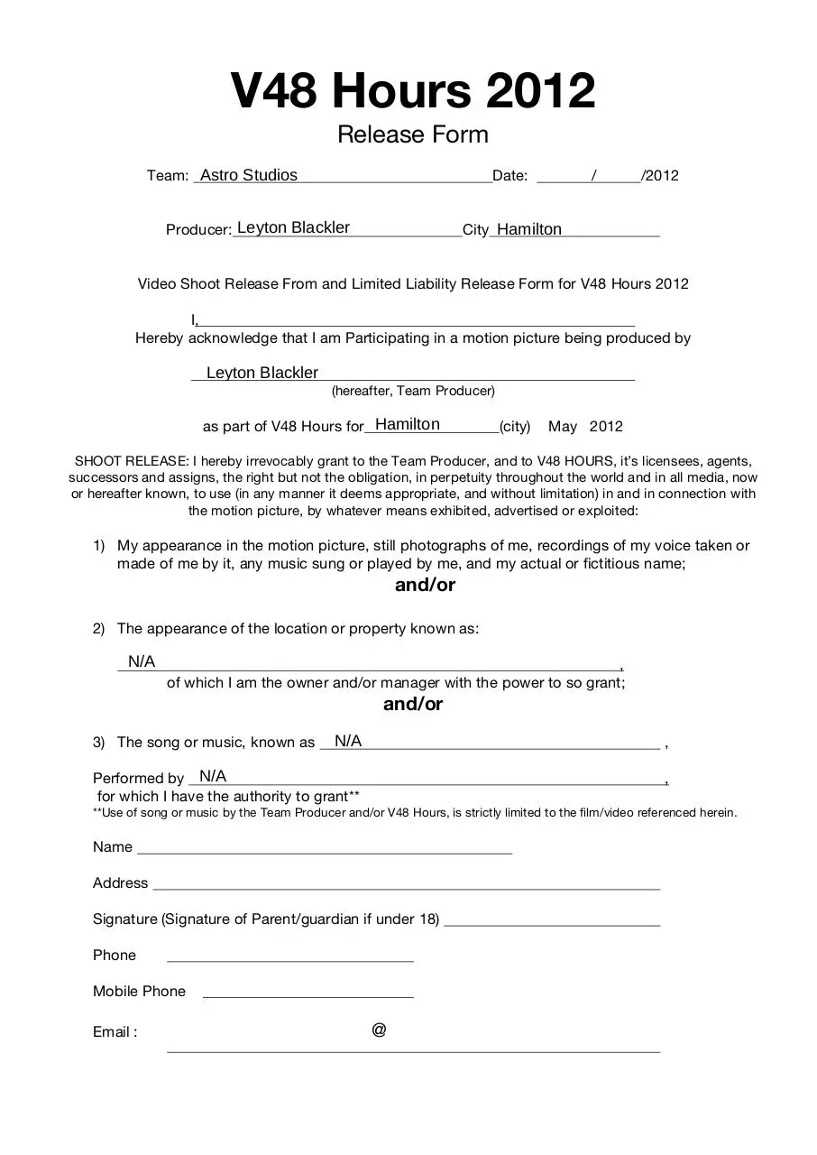 Page 1 of 1, v48hours release form 2012
