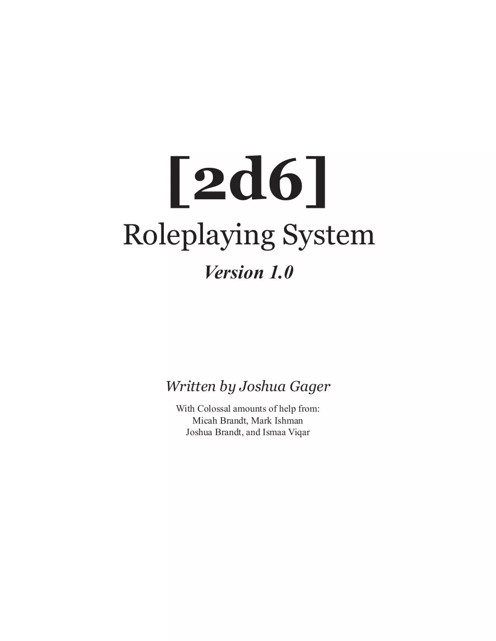 Page 1 of 31, 2d6 Core Rules Full Release