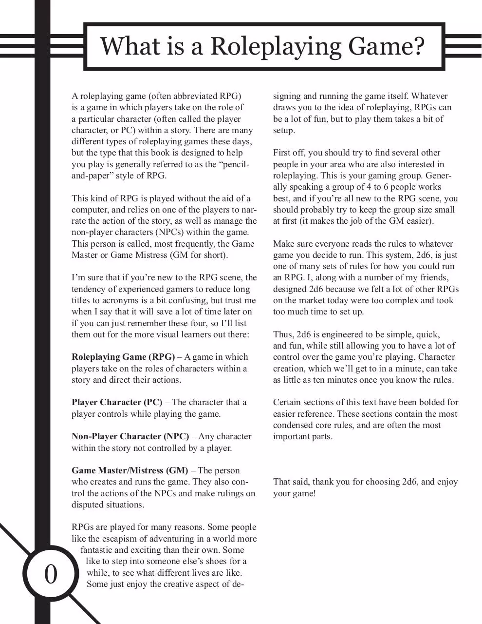 Page 2 of 31, 2d6 Core Rules Full Release
