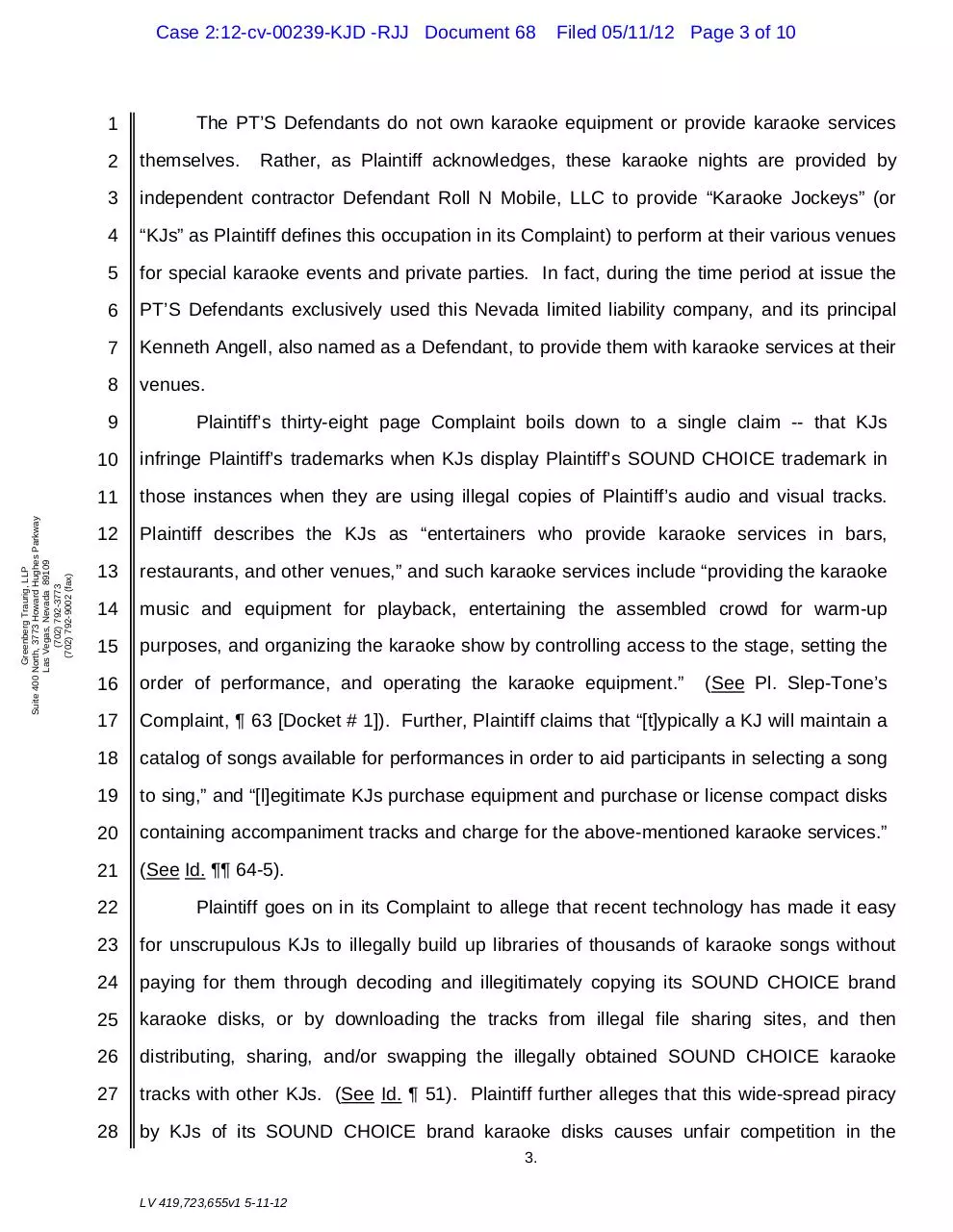 Page 3 of 10, 68 PT's Motion to Sever