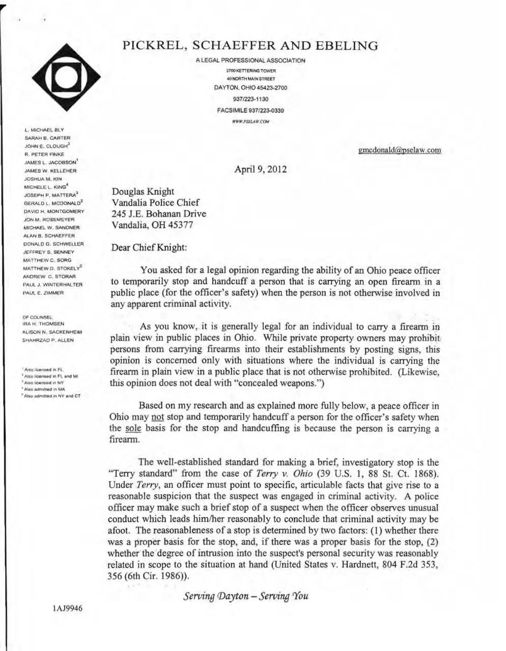 Page 2 of 6, Vandalia Police Bulletin 12 06 with letter