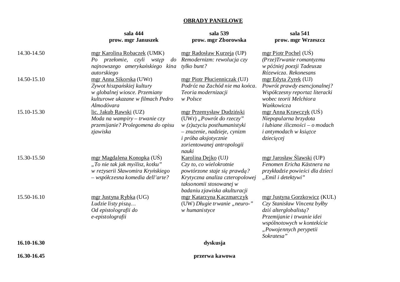 Document preview Przetrwanie Przemijanie - plan konferencji.pdf - page 3/4