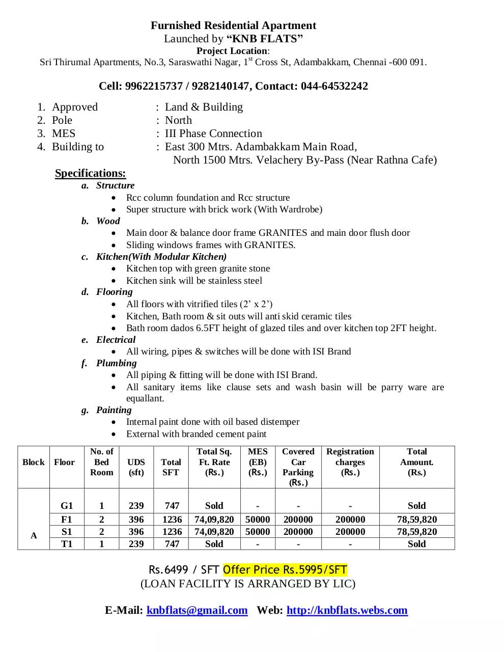 Page 1 of 8, SRI THIRUMAL APARTMENT, VELACHERY (BY KNB FLATS)