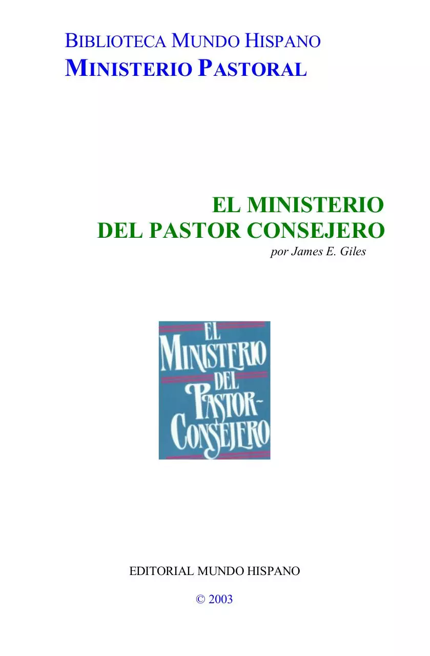 Page 1 of 234, El Ministerio del Pastor consejero James.E. Giles