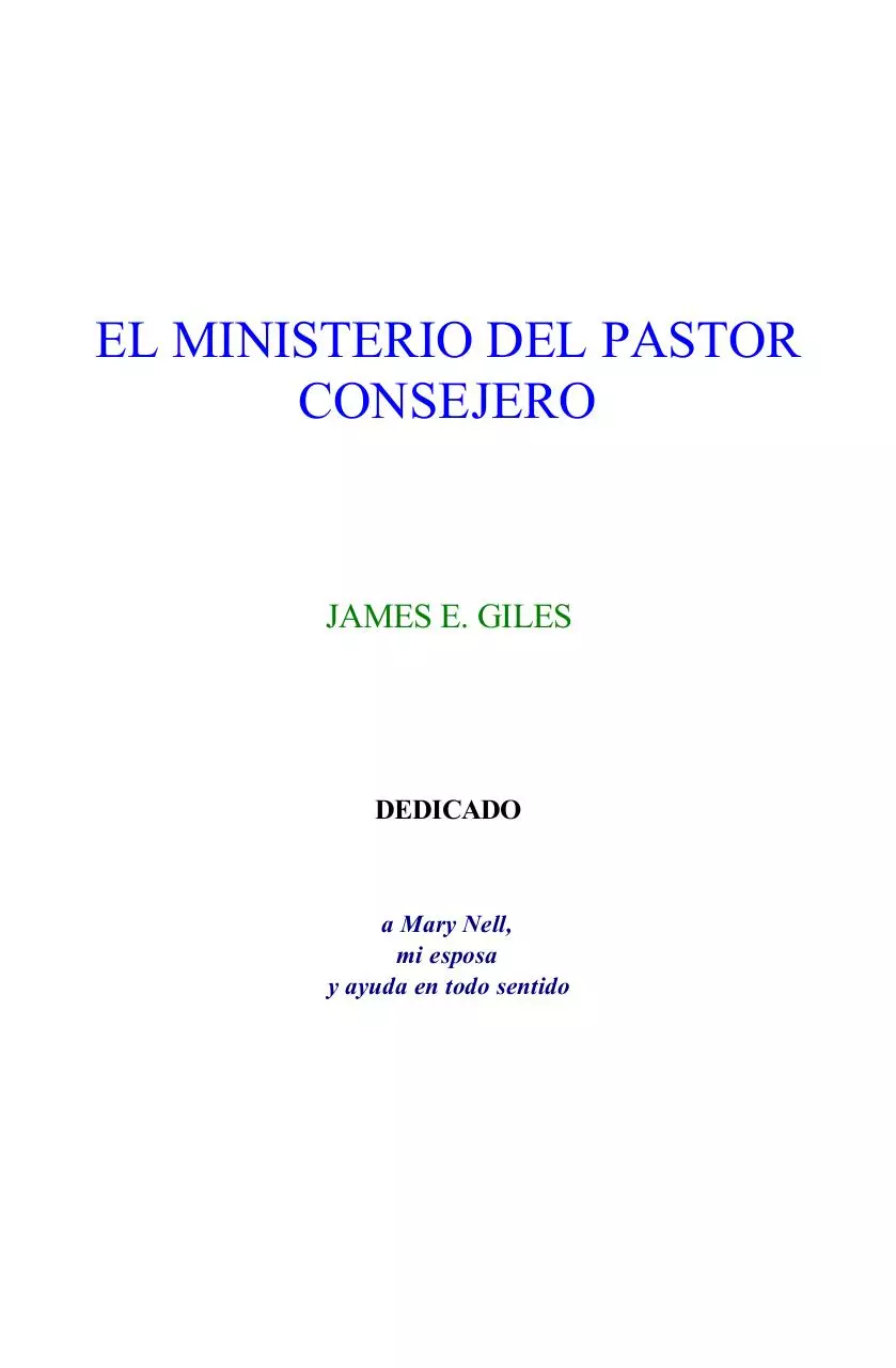 Page 3 of 234, El Ministerio del Pastor consejero James.E. Giles