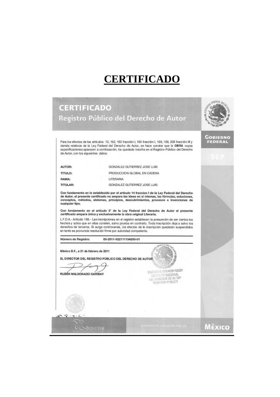Page 1 of 79, PRODUCCION GLOBAL EN CADENA Reg