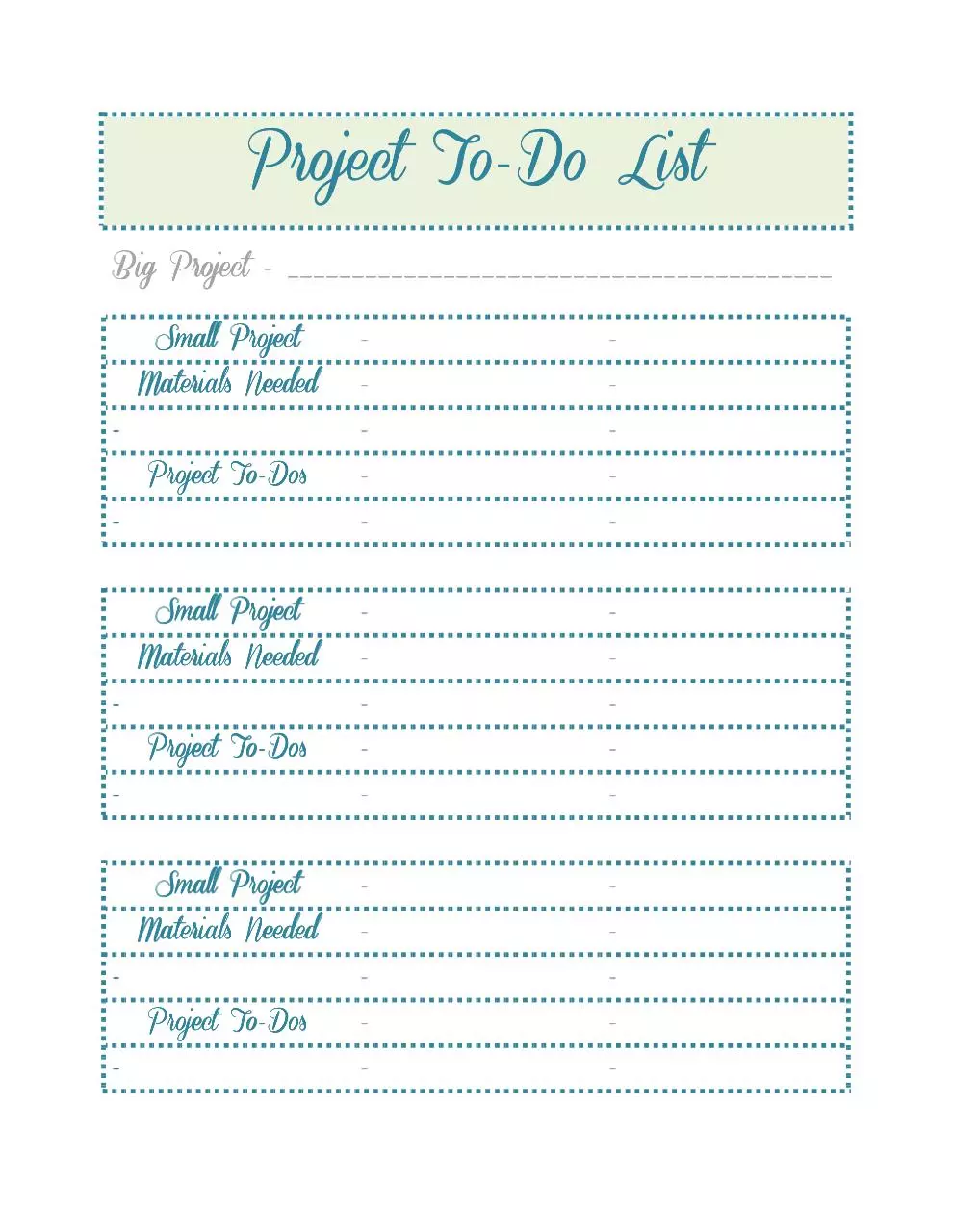 Page 1 of 1, Project ToDo List
