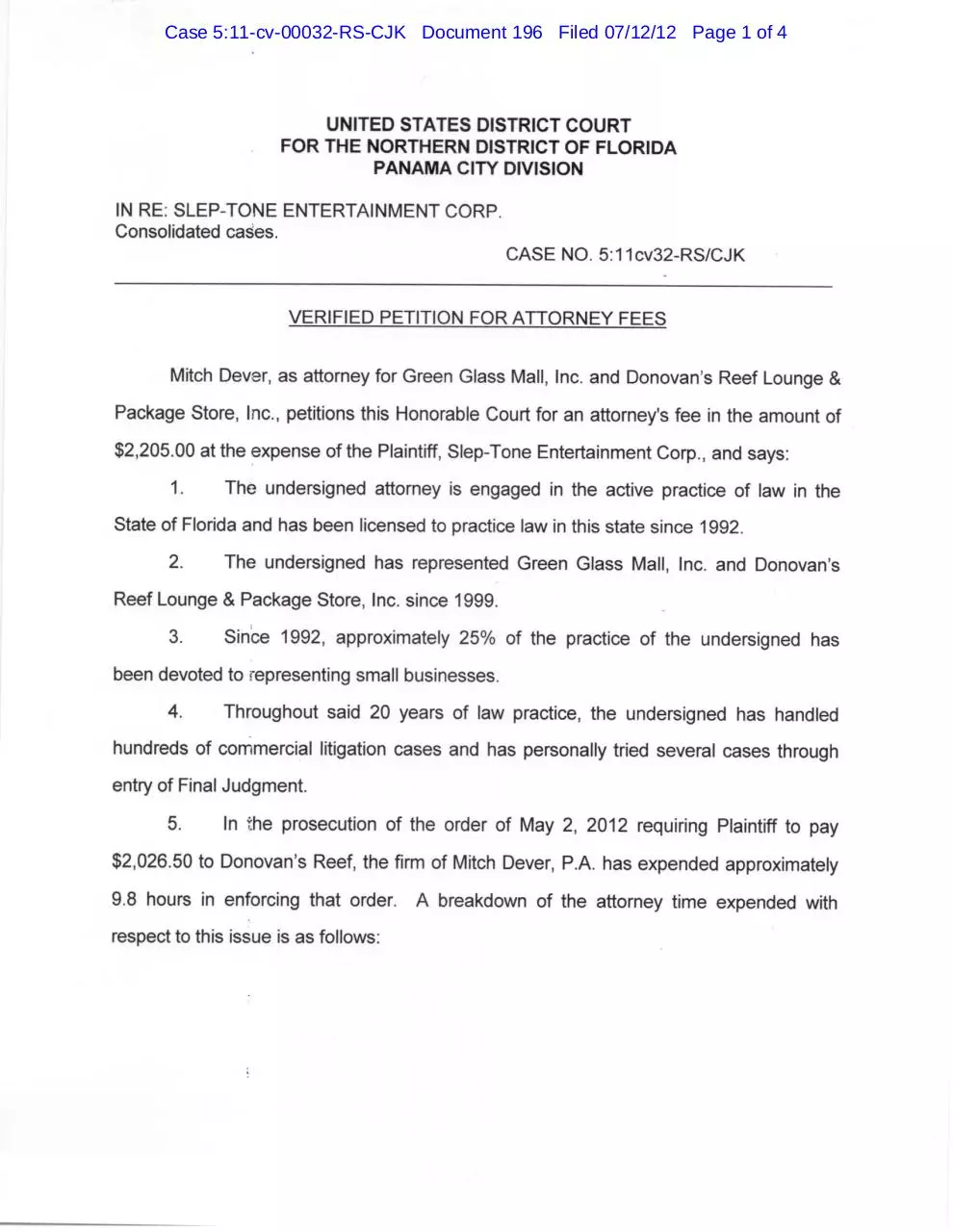 Page 1 of 4, Panama 196 motion for fees
