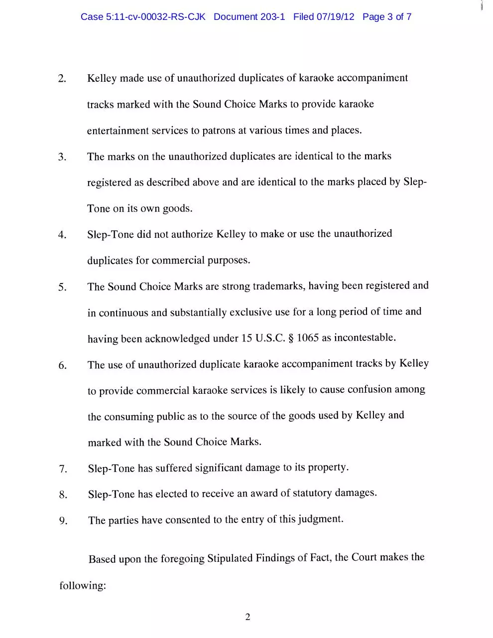 Page 3 of 7, Panama 203.1 Consent Judgment Shawn P. Kelley