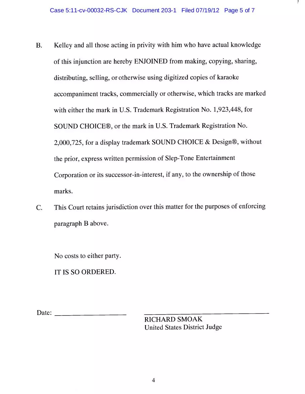 Page 5 of 7, Panama 203.1 Consent Judgment Shawn P. Kelley