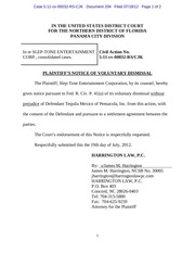 Page 1, Panama 204 Plaintiff's Notice of Voluntary Dismissal re Tequila Mexico of Pensacola, Inc.