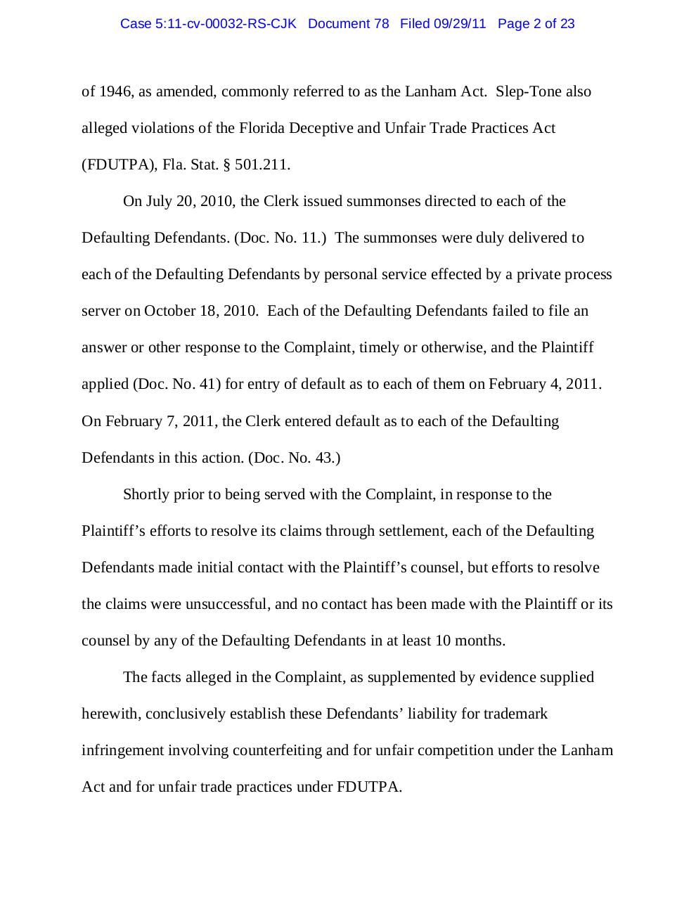 Panama 78 Motion for Default against Big Bob.pdf - page 2/23
