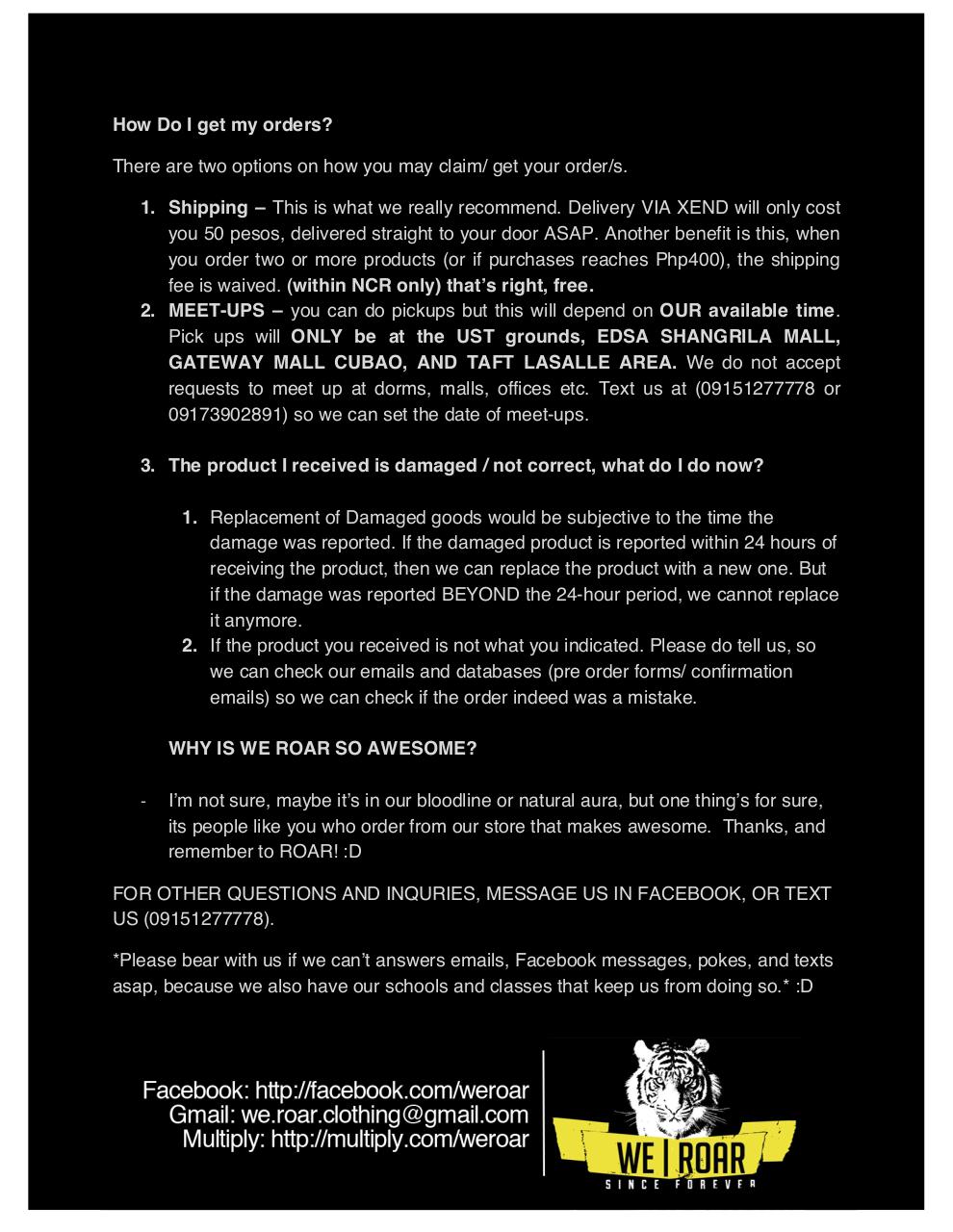 Document preview We Roar FAQ Revised2.pdf - page 2/3