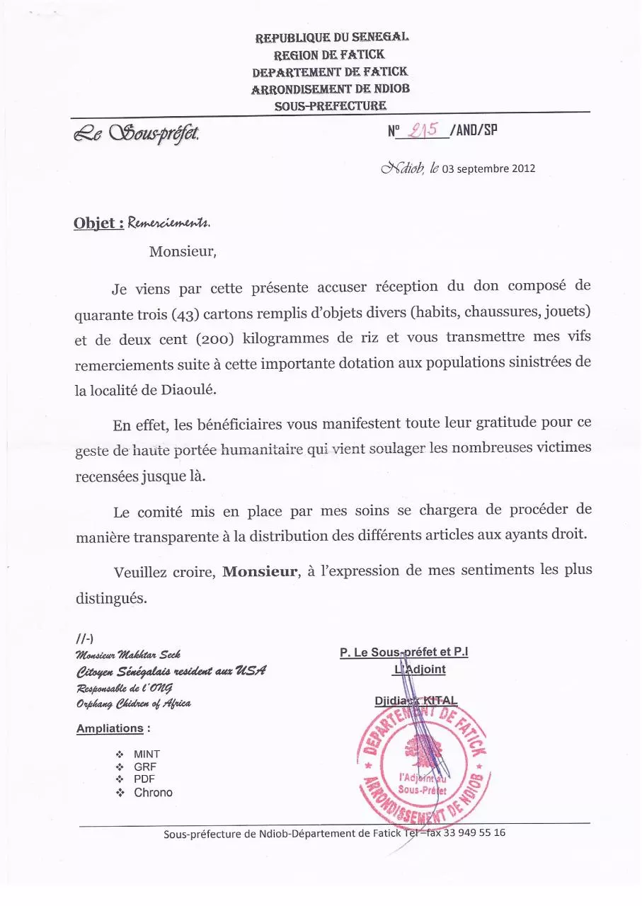 Page 2 of 2, lettre de reerciement