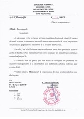 Page 1, lettre de reerciement