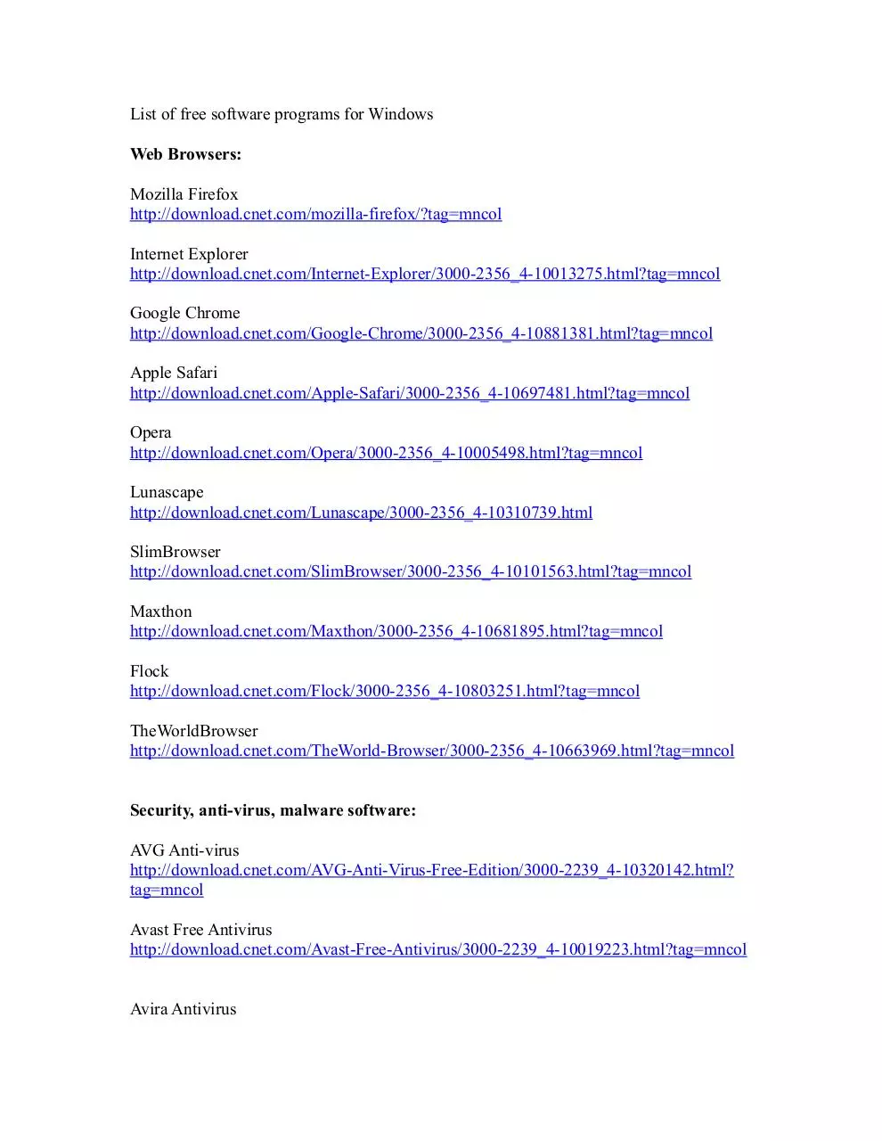 Page 1 of 24, List of Free Computer Software