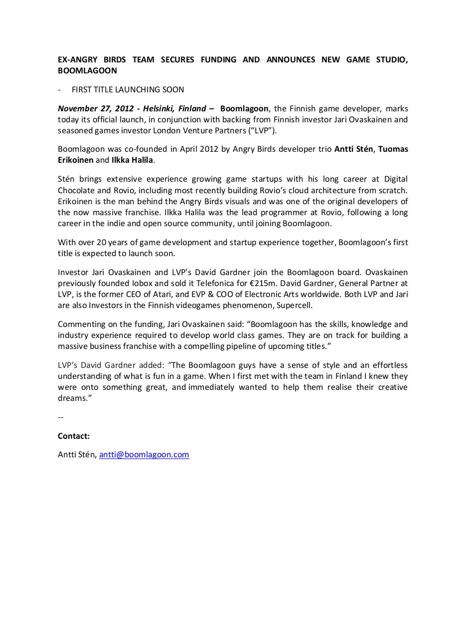 Document preview Boomlagoon_PressRelease_20121127.pdf - page 1/2