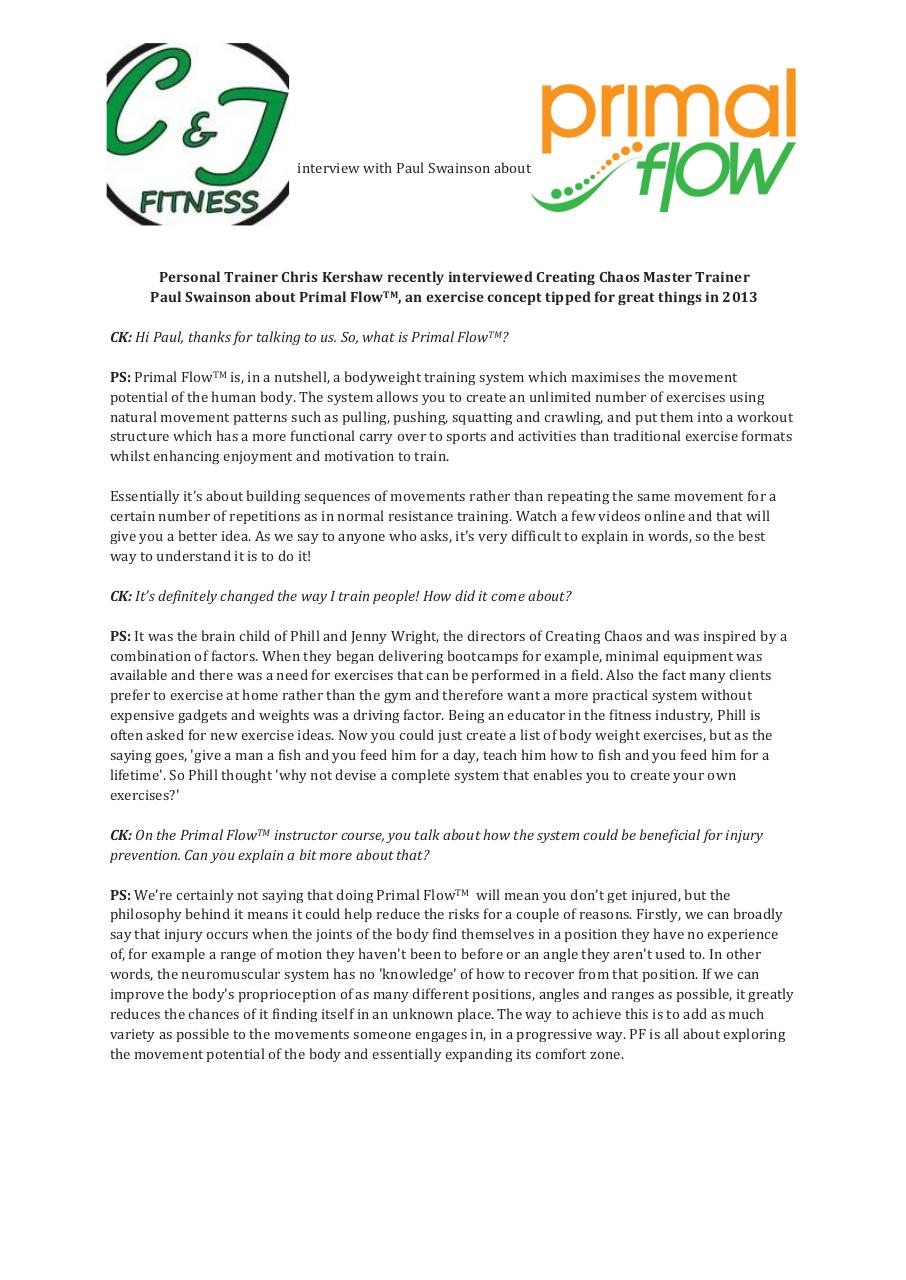 Document preview Paul Swainson interviewed about Primal Flow.pdf - page 1/2