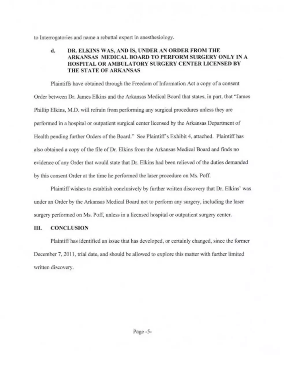 Page 5 of 39, Motion for More Discovery