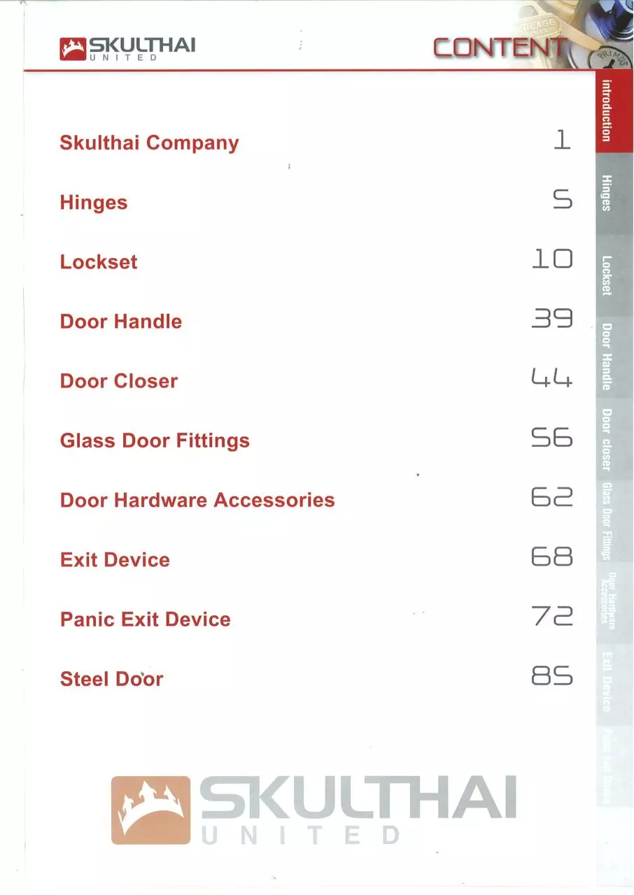 Page 3 of 93, Skulthai Architectural Hardware Catalog