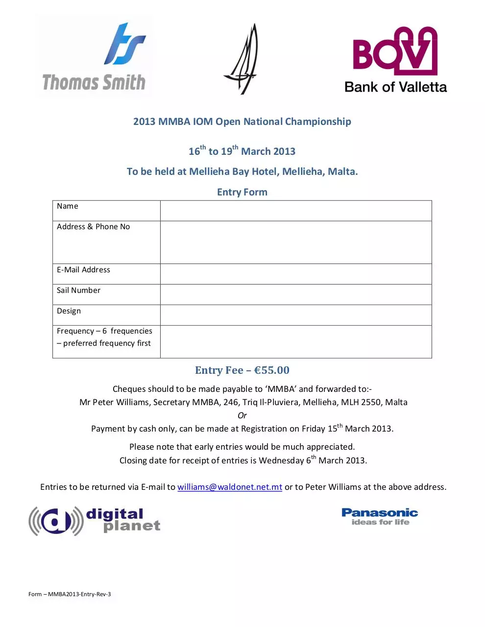 Page 1 of 1, 2013 MMBA Open Entry Form rev3