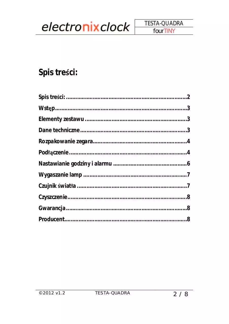 Page 2 of 8, Instrukcja ONLINE fourTINY v1.2