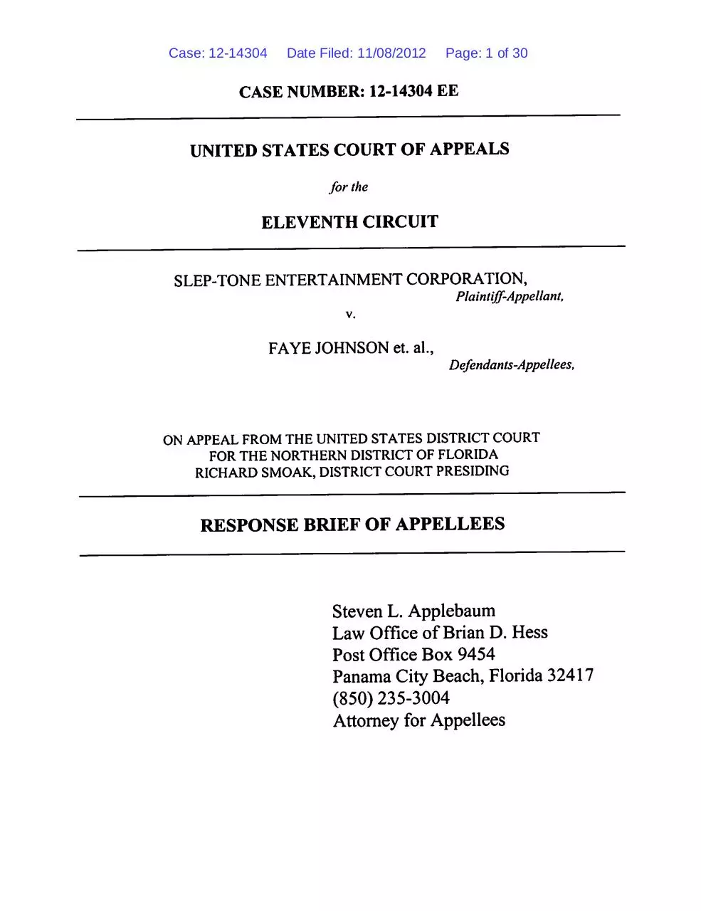 Page 1 of 30, Answering 11th circuit brief