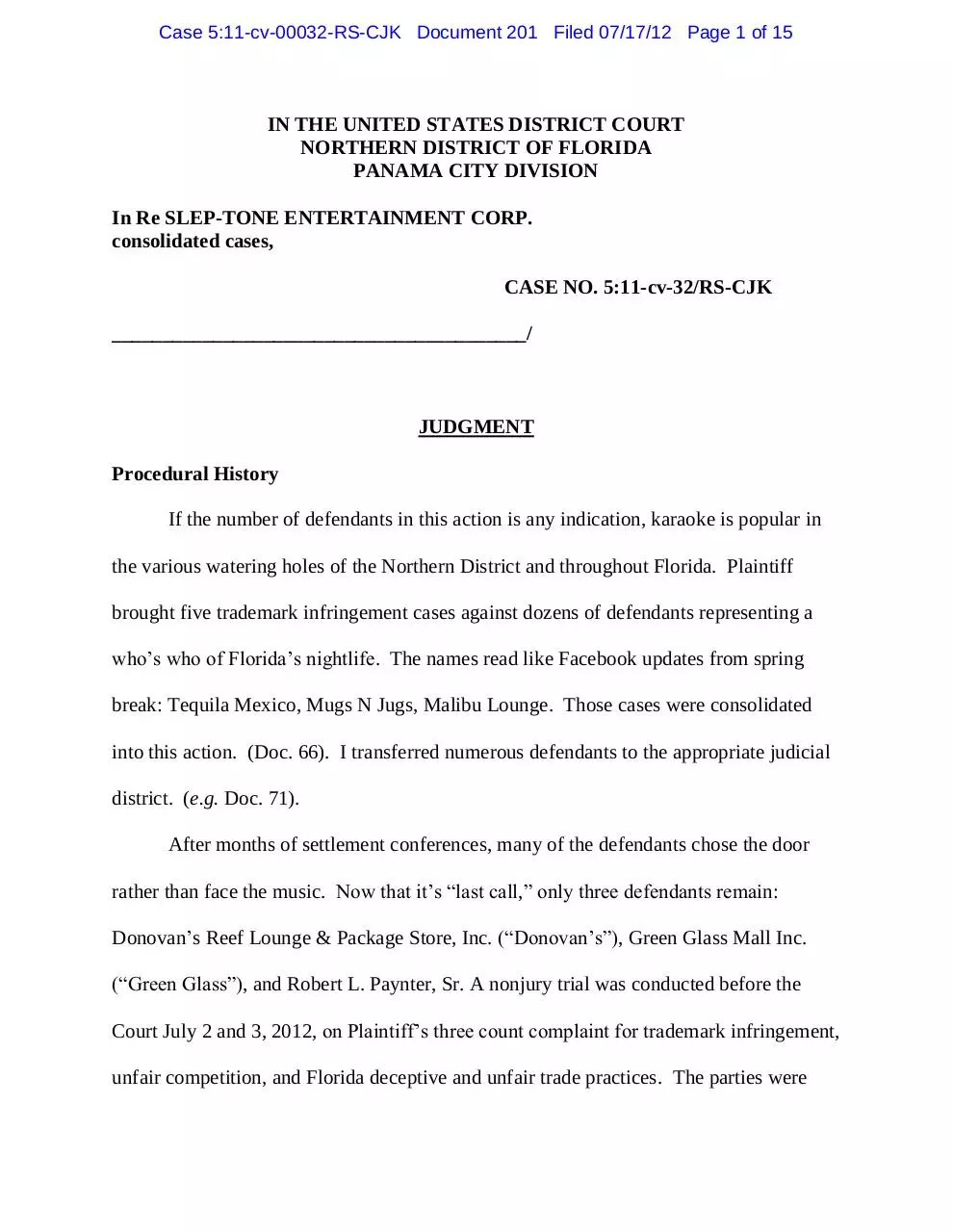 Page 1 of 15, Panama 201 Judgment