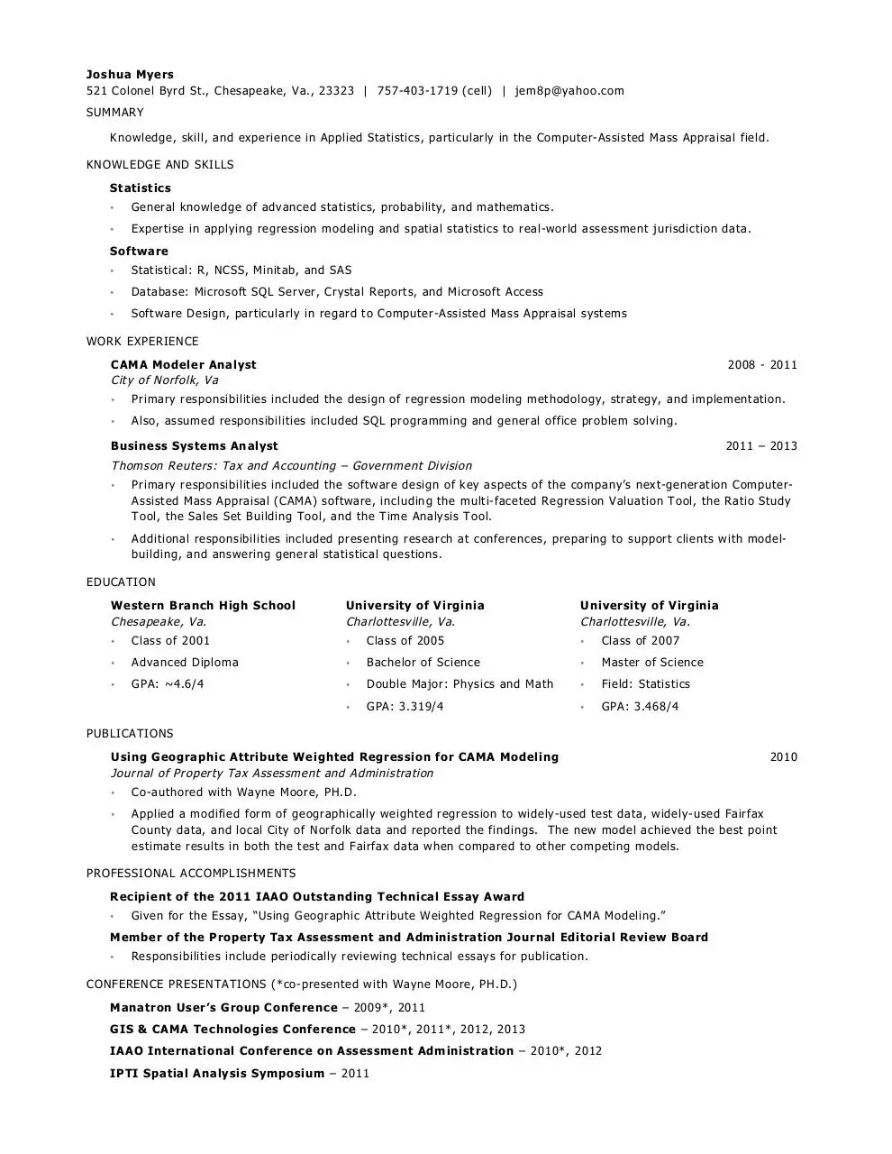 Page 1 of 1, Resume1