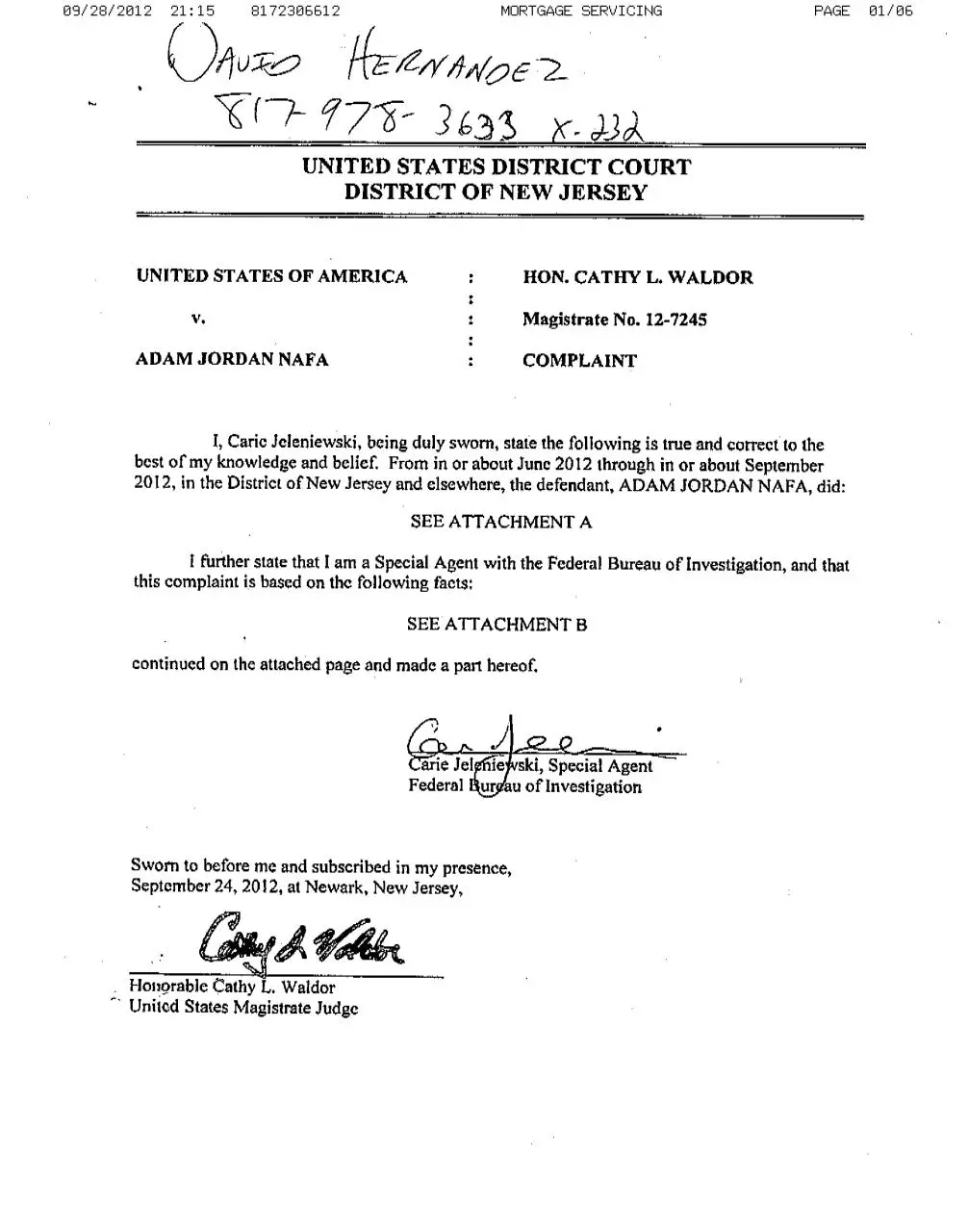 Page 1 of 6, adam nafa complaint