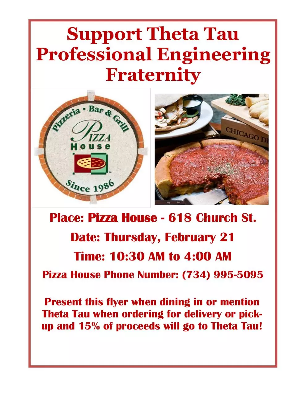 Page 1 of 1, Pizza House Flyer