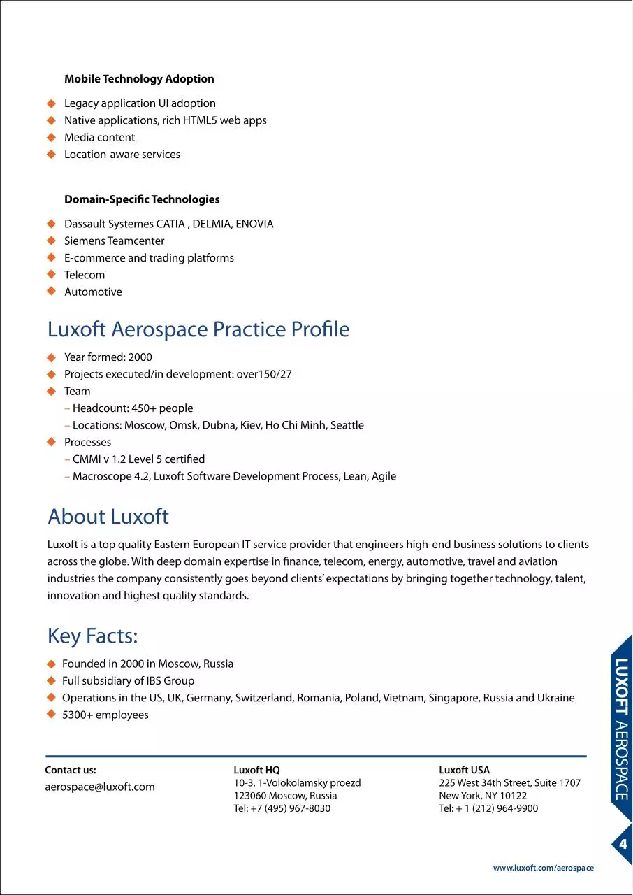 Page 4 of 4, brochure of luxoft aerospace expertise