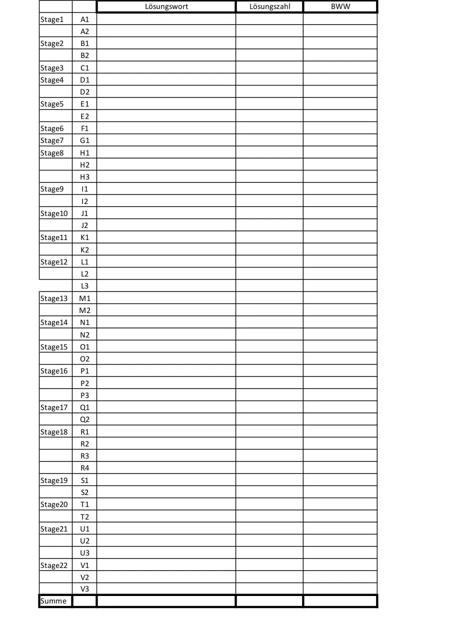 Page 1 of 1, Loesungstabelle