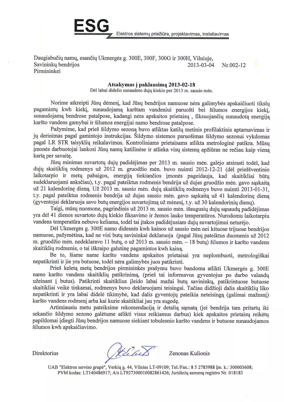 Page 1 of 1, ESG atsakymas bendrijai 20130304