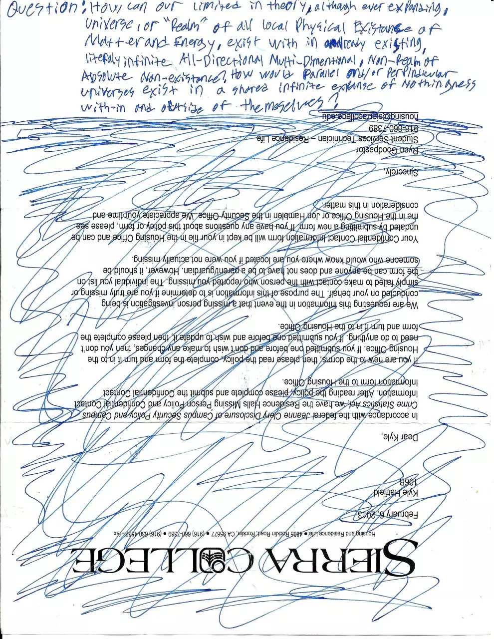 Page 1 of 3, Kyle Hatfield's Uviversal Existence Theory